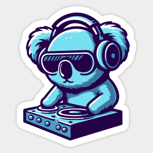 Kawaii koala with headphones and dj mixer, cute and funny koala bear, koala lover Sticker